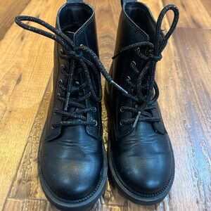 Black Lace-Up Ankle Boots for Girls- Size 1